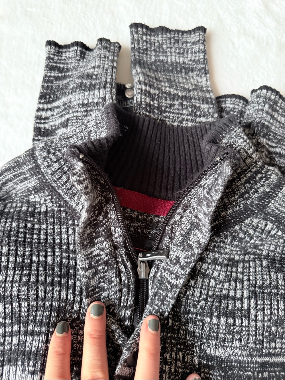 Men's Marled Knit Pullover Sweater - Black/Gray - Picture 9 of 11